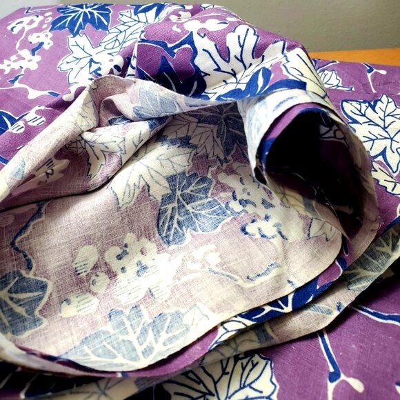 COTTON FABRIC FLORAL PRINT NEW 148" x 30" PURPLE BLU  WHITE CRAFT SEWING QUILT - Picture 3 of 5